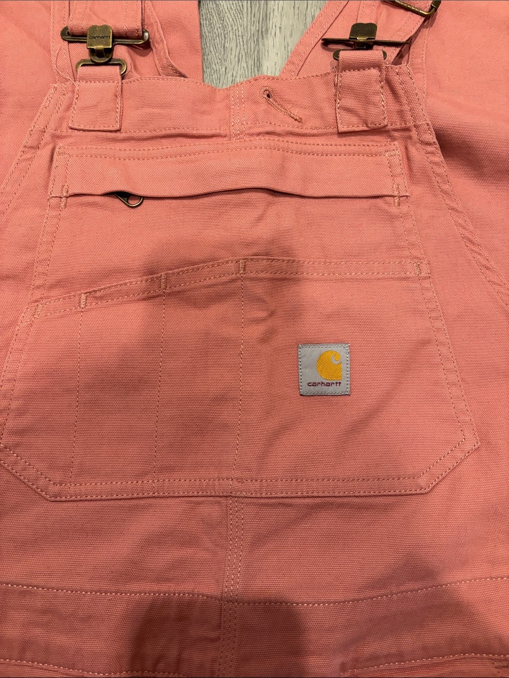 Carhartt Women's Coral Pink Canvas Overalls - Picture 2 of 3